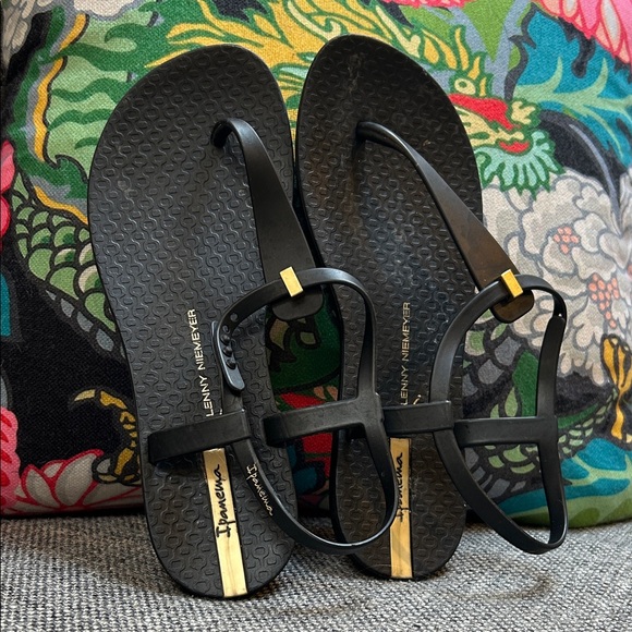 Ipanema Black Sandals with Gold Detail - Picture 1 of 6
